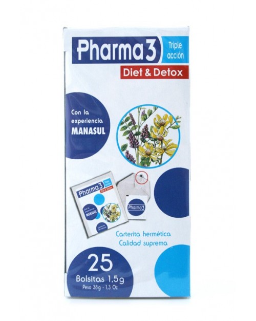 pharma 3 diet &amp; detox 25 bolsitas