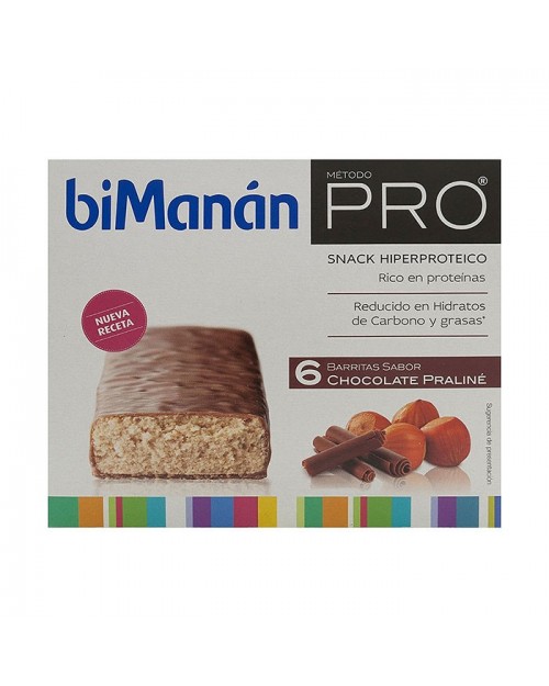 biManán Pro barritas chocolate praliné 6 barritas